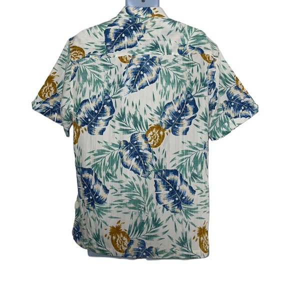 Cubavera Hawaiian Shirt Mens M Pineapple Floral Tiki Aloha Vacation Leaves - Picture 6 of 11